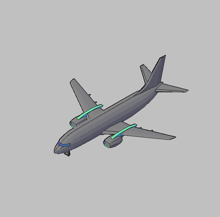 Bloque Autocad Vista de Avión Diseño 04 Bibliot. 2D-3D en 3D simple